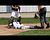 Elliot Danhoff tries to score on foul fly, but is out.