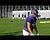 Braves practice a throwing drill.